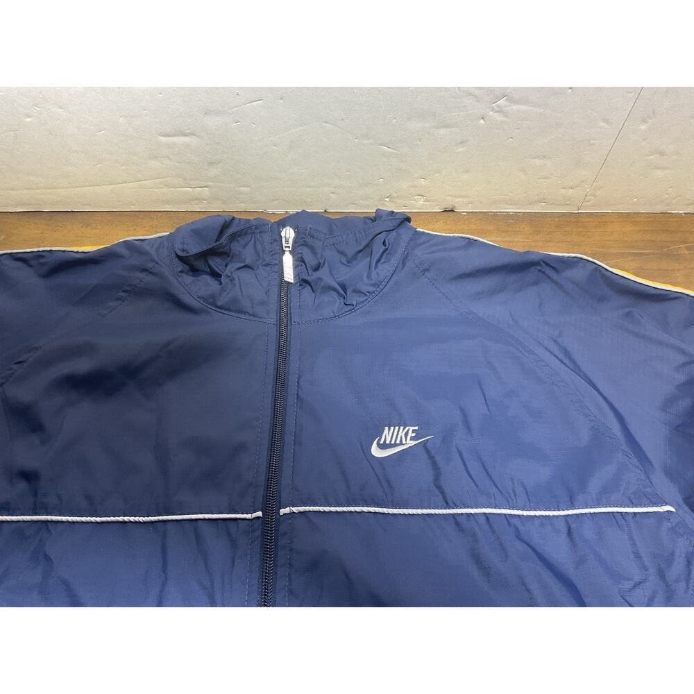 Vintage Nike Fleece Lined Navy Track Suit Set Men’s L Grey Tag Y2K Windbreaker - Picture 4 of 16